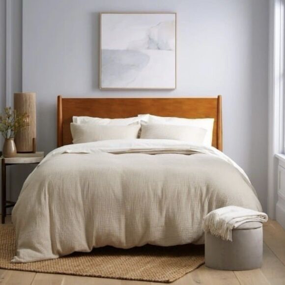 NEW Quince Organic Cotton 4-Layer Airy Gauze Duvet Cover King/Cal King, Dune Tan - Picture 1 of 9